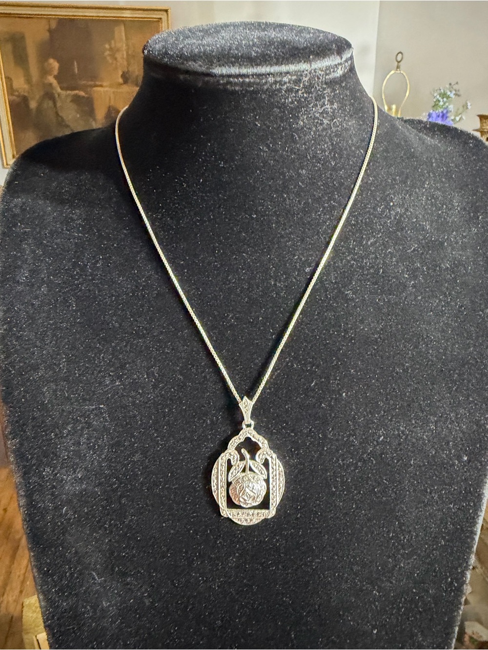 Vintage 925 Sterling Silver Marcasite Rose Floral Pendant Necklace 17”